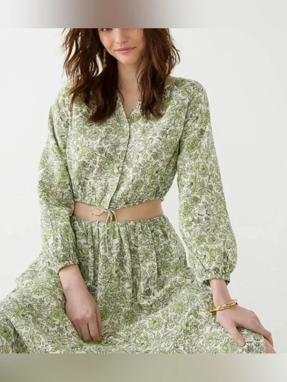 J. Crew Linen Maxi Skirt in Tossed Floral
